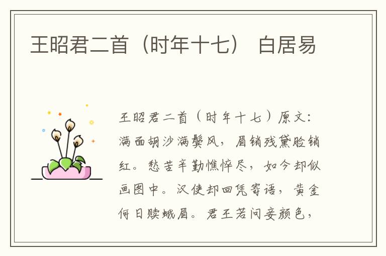 王昭君二首（时年十七） 白居易
