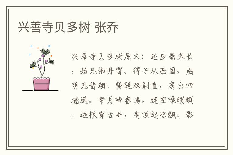 兴善寺贝多树 张乔