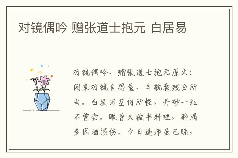对镜偶吟 赠张道士抱元 白居易