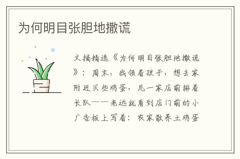 为何明目张胆地撒谎