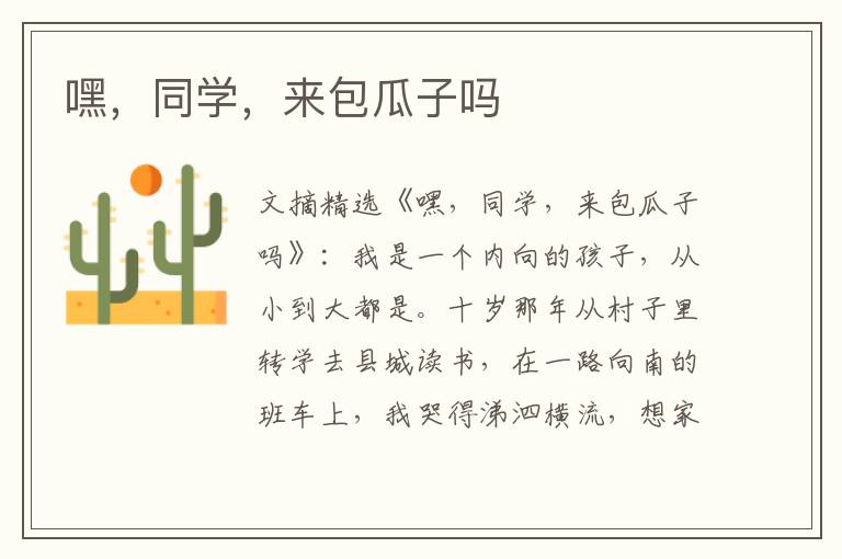 嘿，同学，来包瓜子吗