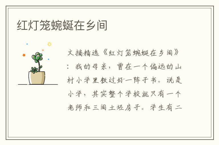 红灯笼蜿蜒在乡间