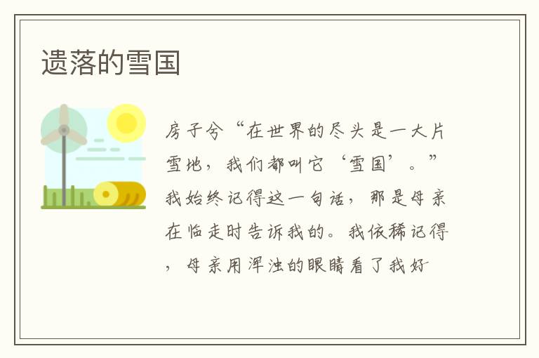 遗落的雪国