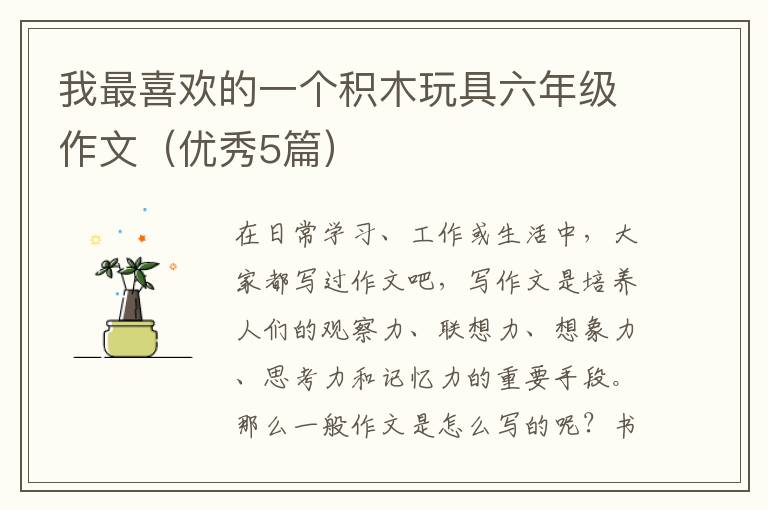 我最喜欢的一个积木玩具六年级作文