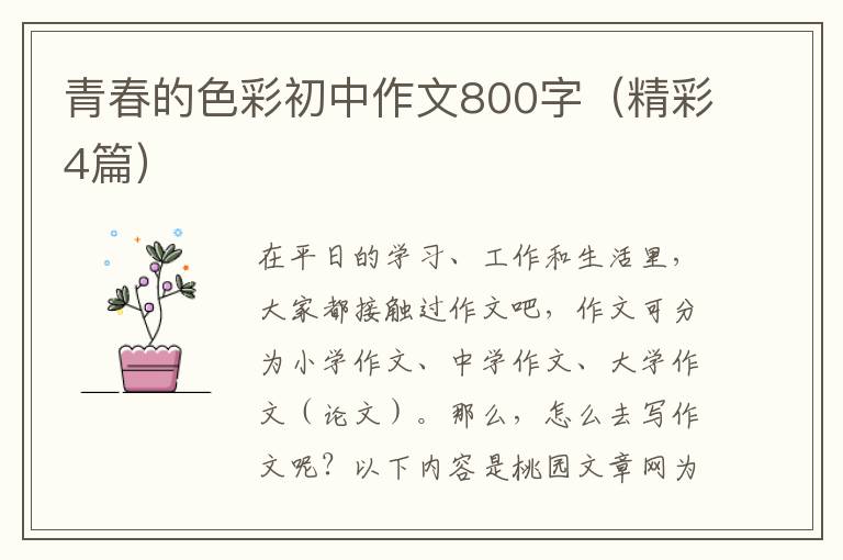 青春的色彩初中作文800字(精彩4篇)