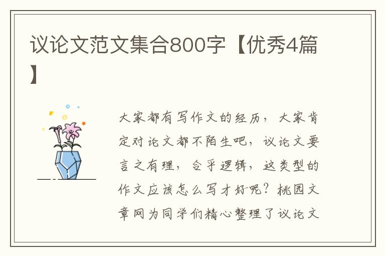 议论文范文集合800字【优秀4篇】