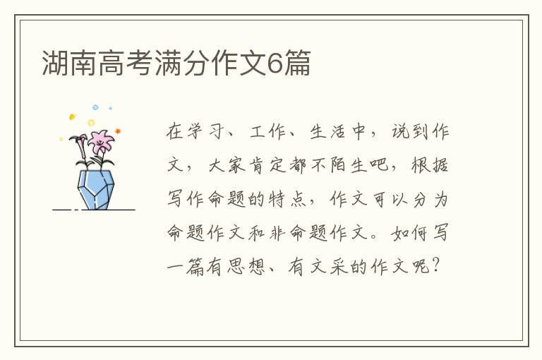 湖南高考满分作文6篇