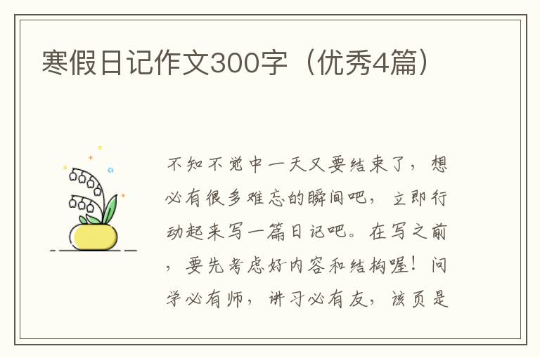 寒假日记作文300字（优秀4篇）