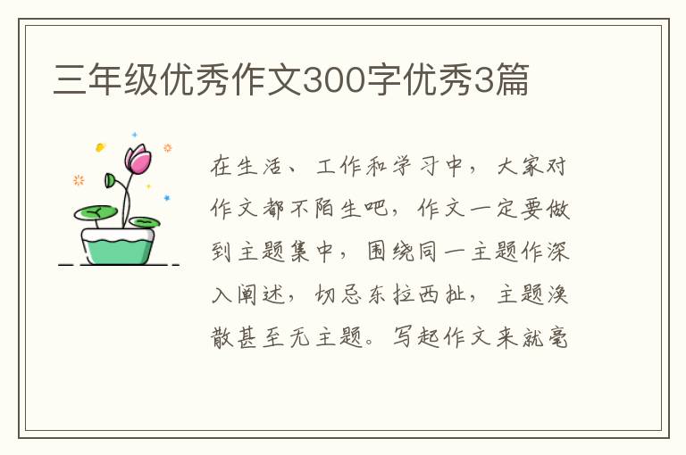 三年级优秀作文300字优秀3篇