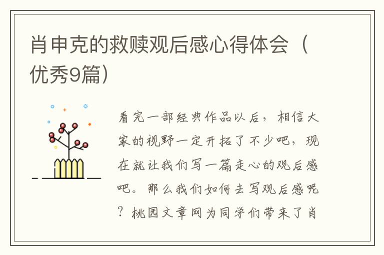 肖申克的救赎观后感心得体会(优秀9