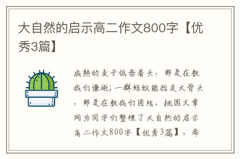 大自然的启示高二作文800字【优秀3篇】