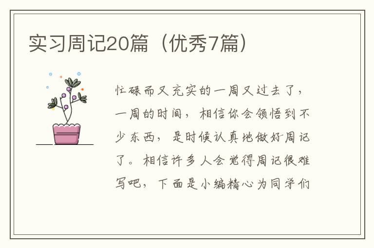 实习周记20篇（优秀7篇）