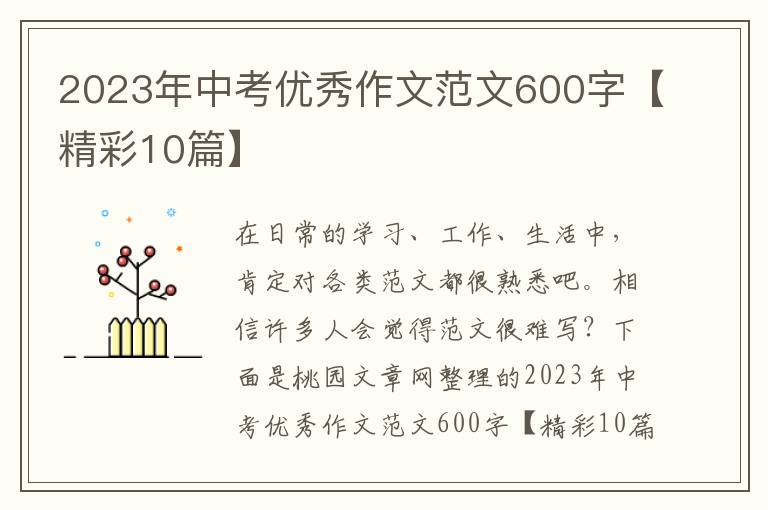 2023年中考优秀作文范文600字【精
