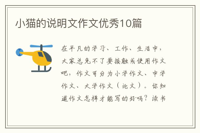 小猫的说明文作文优秀10篇