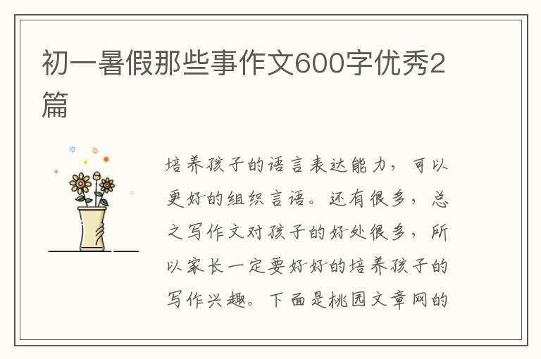 初一暑假那些事作文600字优秀2篇