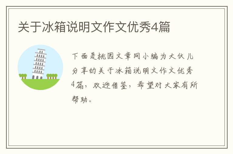 关于冰箱说明文作文优秀4篇