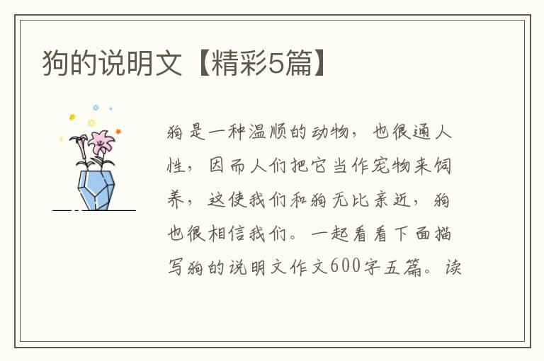 狗的说明文【精彩5篇】