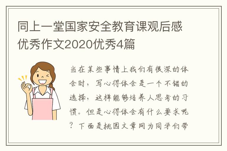 同上一堂国家安全教育课观后感优秀