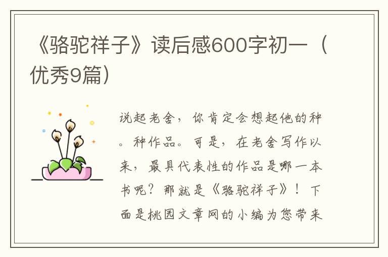 《骆驼祥子》读后感600字初一（优秀9