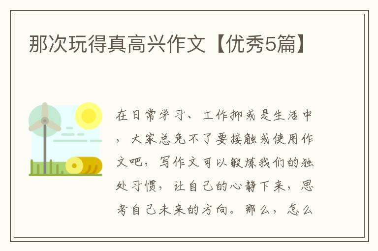 那次玩得真高兴作文【优秀5篇】