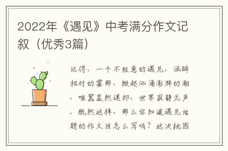 2022年《遇见》中考满分作文记叙(优