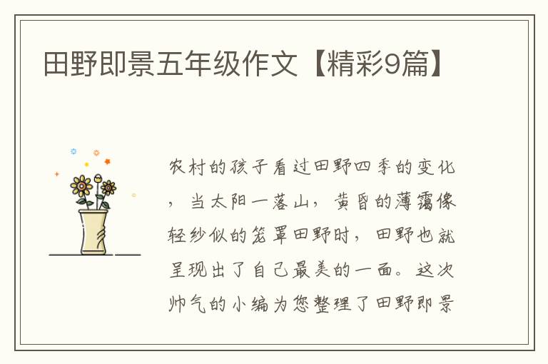 田野即景五年级作文【精彩9篇】