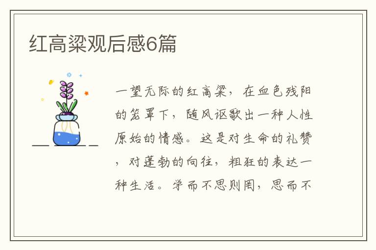 红高粱观后感6篇