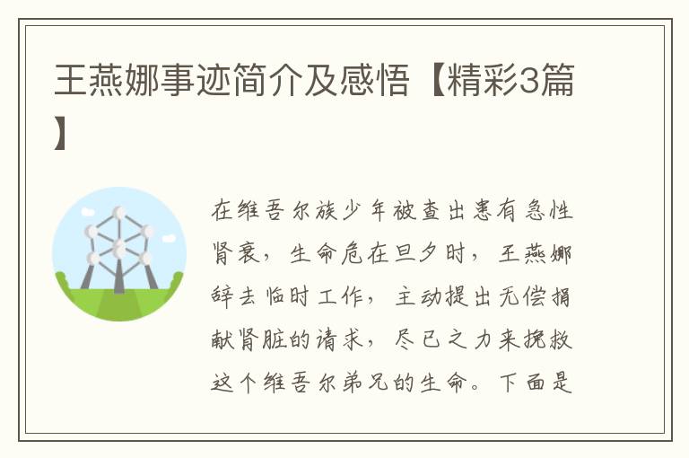 王燕娜事迹简介及感悟【精彩3篇】