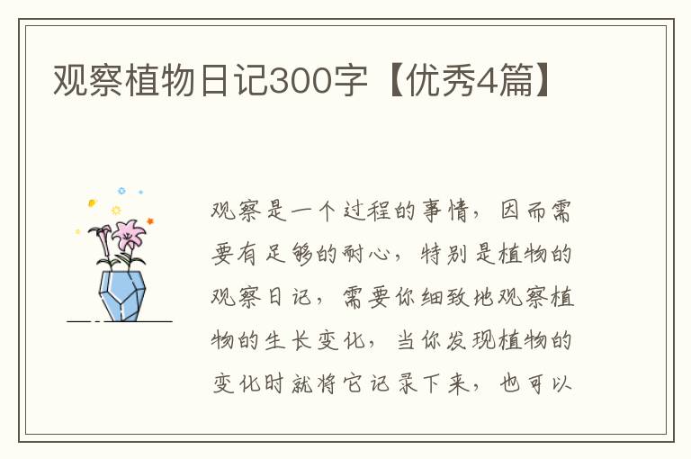 观察植物日记300字【优秀4篇】