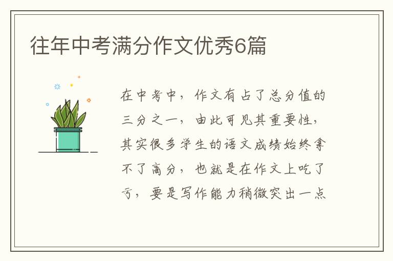 往年中考满分作文优秀6篇