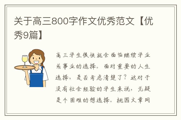 关于高三800字作文优秀范文【优秀9