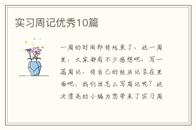 实习周记优秀10篇