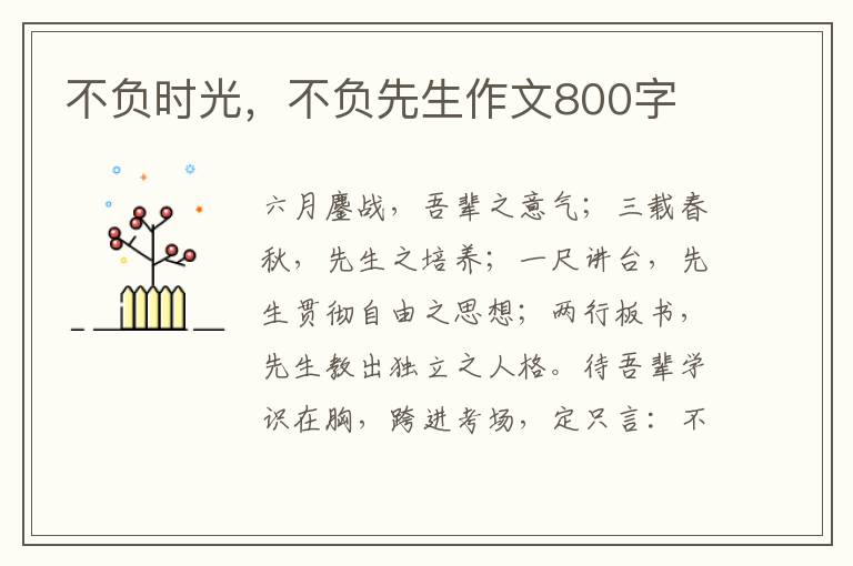 不负时光，不负先生作文800字