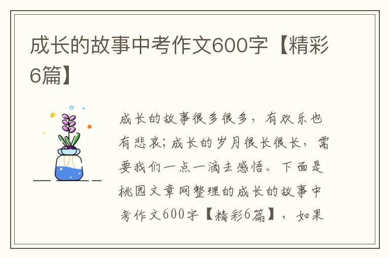 成长的故事中考作文600字【精彩6篇