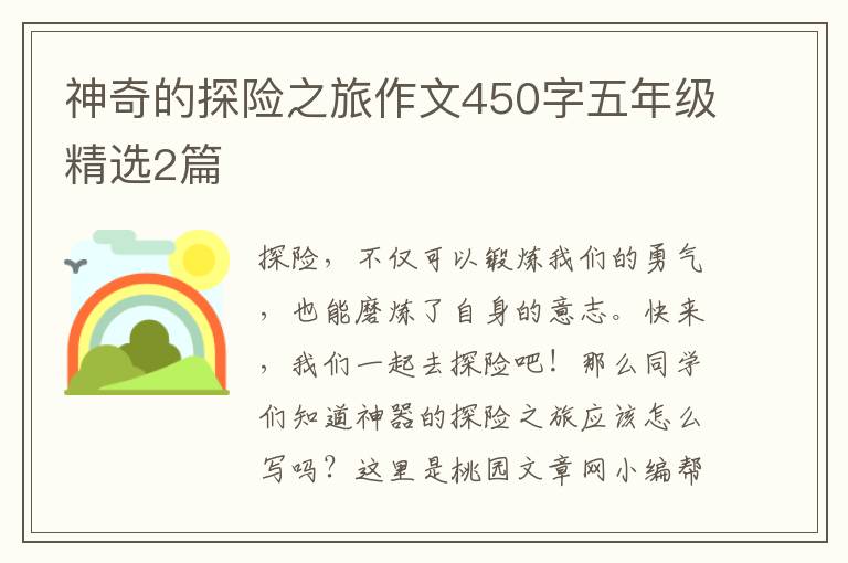 神奇的探险之旅作文450字五年级精