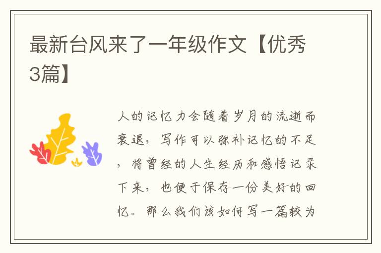 最新台风来了一年级作文【优秀3篇