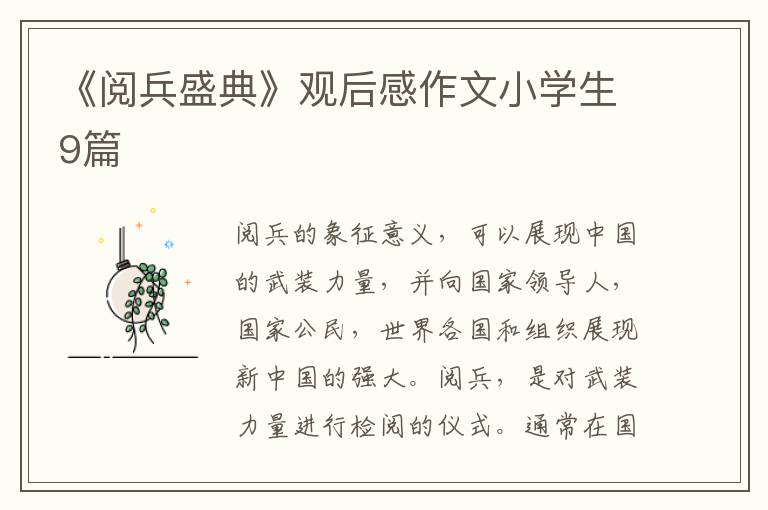 《阅兵盛典》观后感作文小学生9篇
