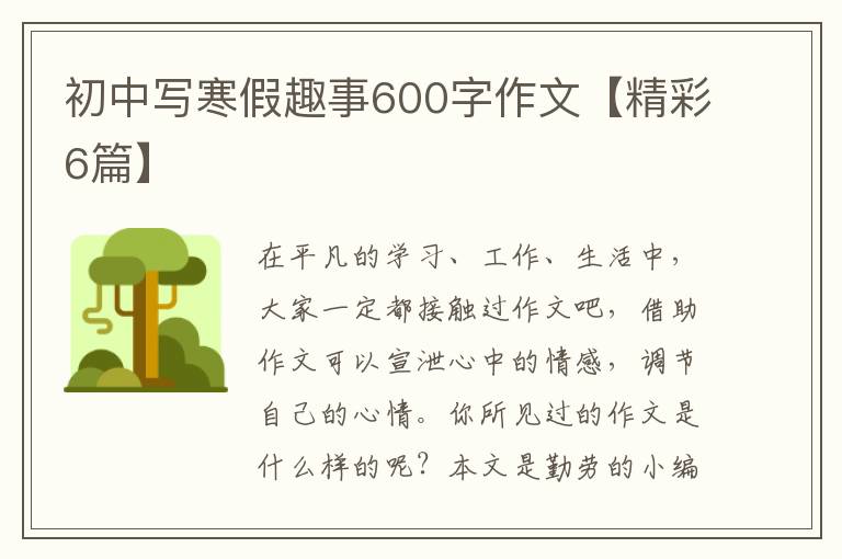 初中写寒假趣事600字作文【精彩6篇