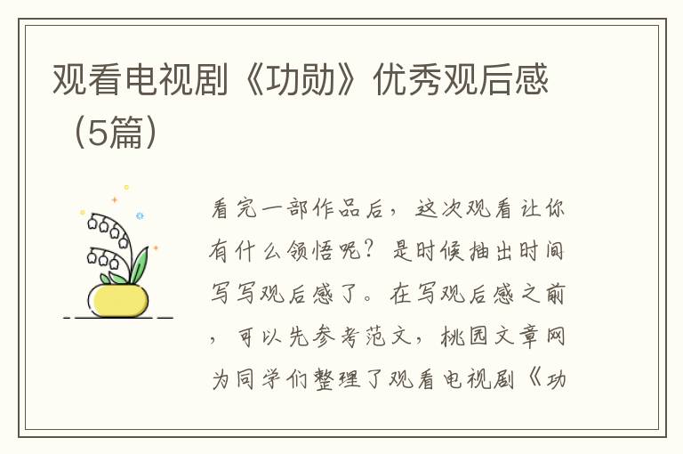观看电视剧《功勋》优秀观后感（5篇）