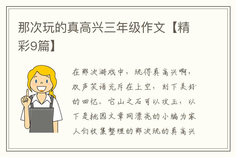 那次玩的真高兴三年级作文【精彩9