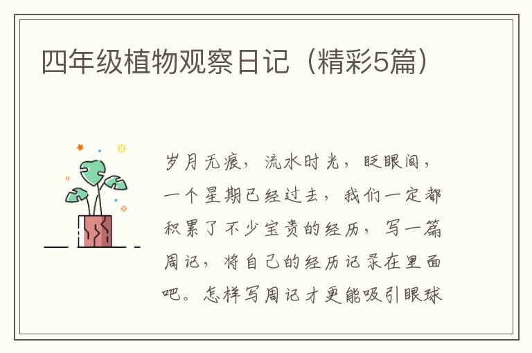 四年级植物观察日记(精彩5篇)