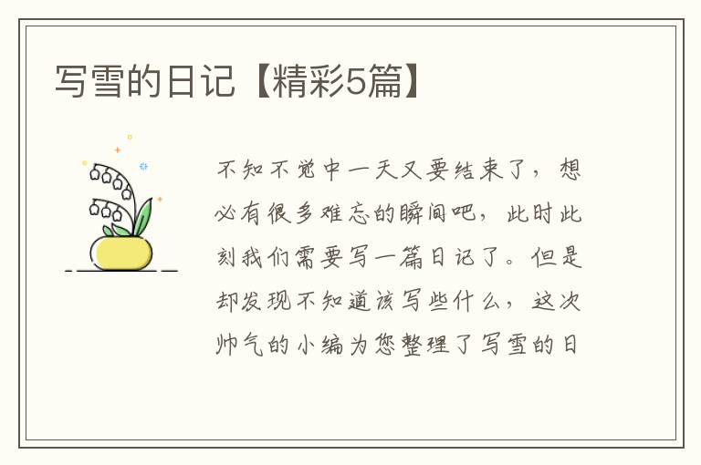 写雪的日记【精彩5篇】
