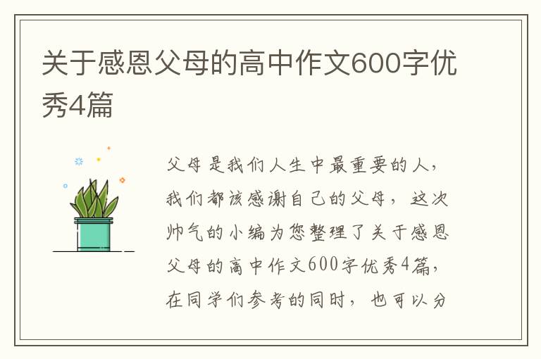 关于感恩父母的高中作文600字优秀4