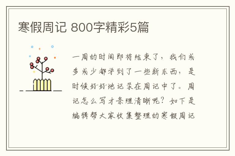 寒假周记 800字精彩5篇