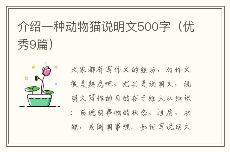 介绍一种动物猫说明文500字（优秀9篇）