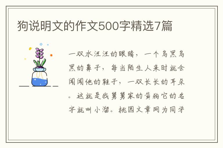 狗说明文的作文500字精选7篇