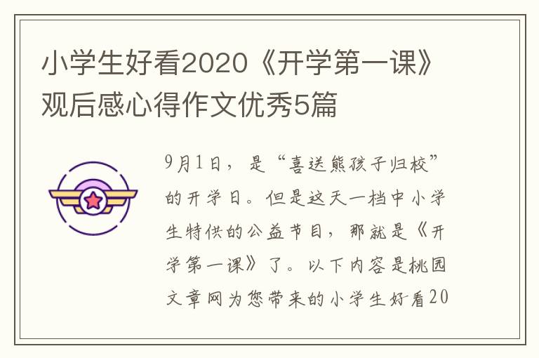小学生好看2020《开学第一课》观后
