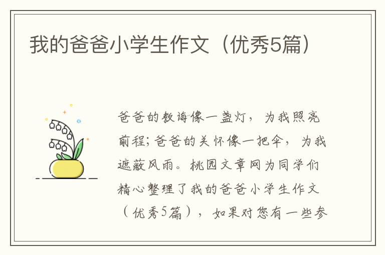 我的爸爸小学生作文(优秀5篇)