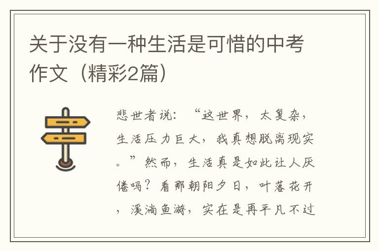 关于没有一种生活是可惜的中考作文（精彩2篇）