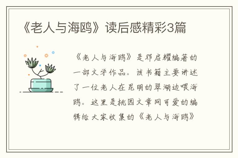 《老人与海鸥》读后感精彩3篇